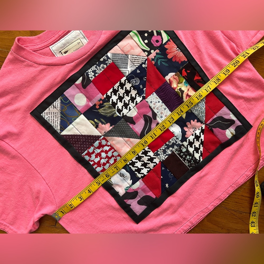 Neon Pink Bright Patchwork Crop Tee - Picture 3 of 16